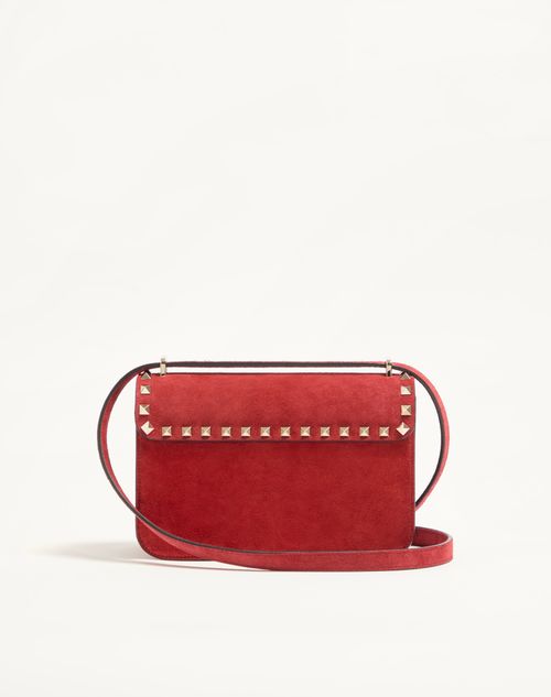 Valentino Garavani - Valentino Garavani Rockstud Small Shoulder Bag In Suede - Red - Woman - Shoulder Bags