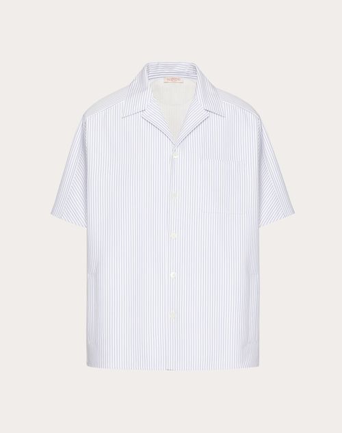 Valentino - Camicia Da Bowling In Cotone Accoppiato Con Scuba - Azzurro - Uomo - Camicie