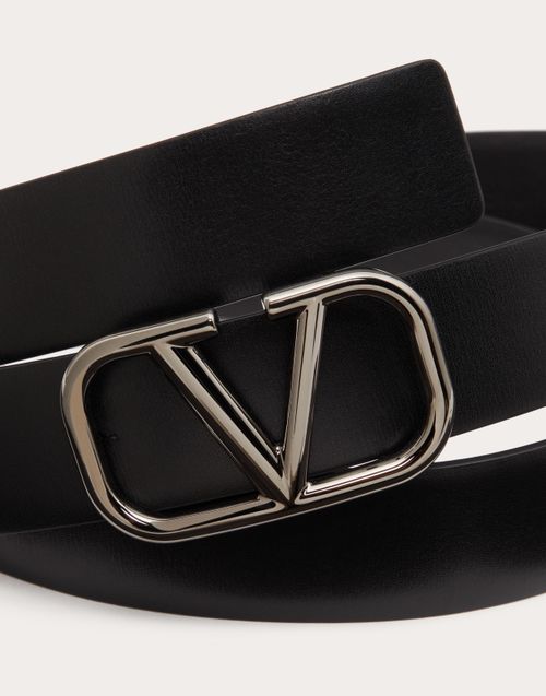 Valentino Garavani - 브이로고 시그니처 카프스킨 벨트 30mm - 블랙 - 남성 - Belts - M Accessories