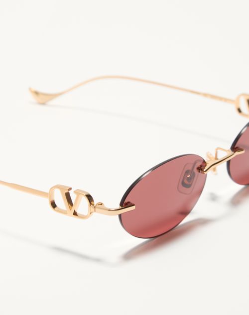 Valentino - Geometrische Metallbrillen - Gold/braun - Frau - Sonnenbrillen