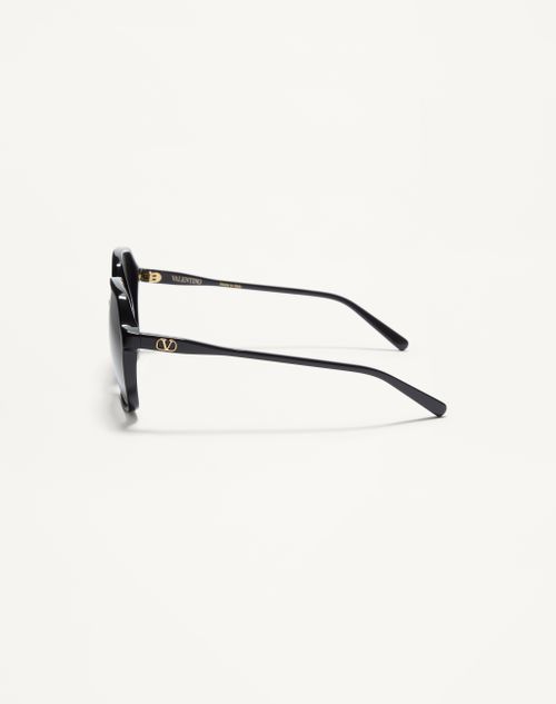 Valentino - Rectangular Acetate Eyewear - Black/grey - Woman - Eyewear