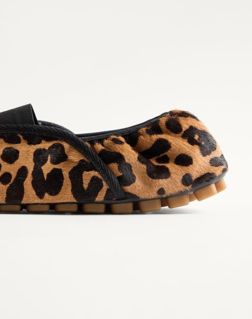 Valentino Garavani - Rhytmika Ballerina In Haircalf With Fauve Eclat Print - Animal Print - Man - Sneakers