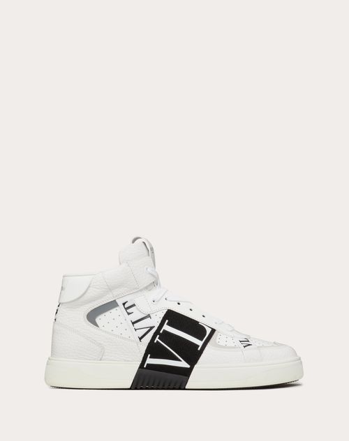 MID-TOP CALFSKIN VL7N SNEAKER WITH BANDS