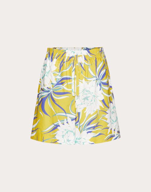 Valentino - Cotton Poplin Bermuda Shorts With Street Flowers Couture Peonies Print - Yellow/multicolor - Man - Man Ready To Wear Sale