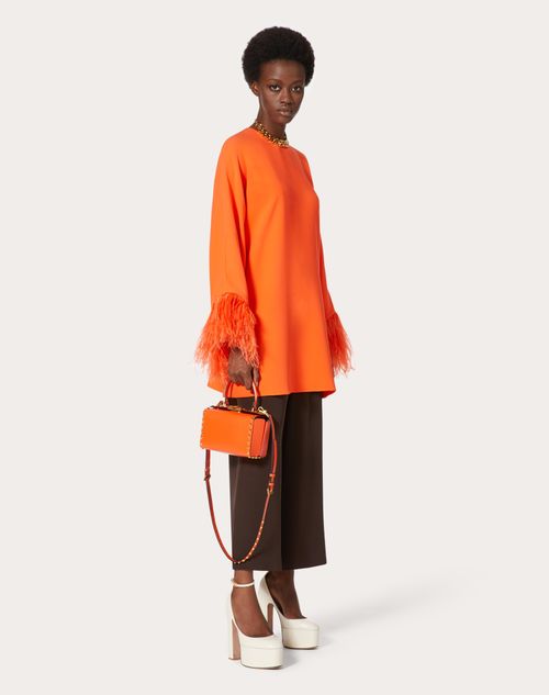 Valentino - Embroidered Cady Couture Top - Orange - Woman - Shirts And Tops