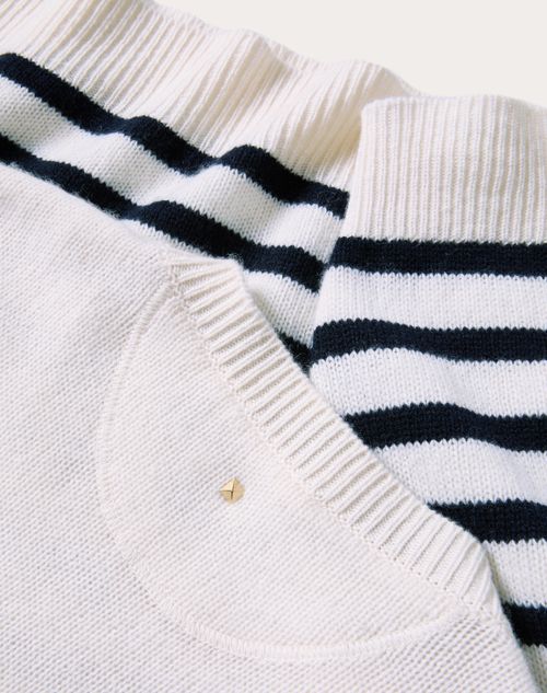 Valentino - Cashmere Crewneck Sweater - Ivory/navy - Man - Knitwear