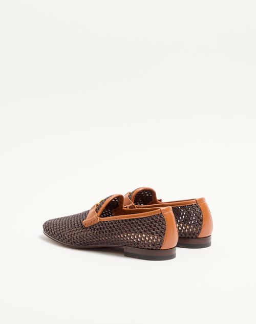 Valentino Garavani - Wolfe Loafer In Woven Raffia - Brown - Man - Loafers And Drivers