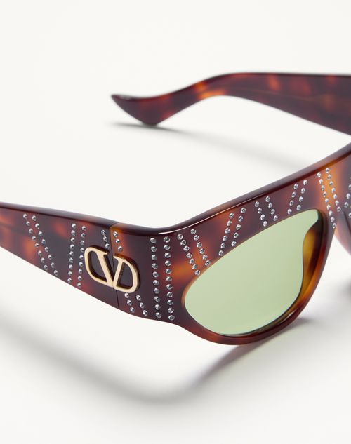 Valentino - Geometric Acetate Eyewear - Havana/green - Unisex - Eyewear