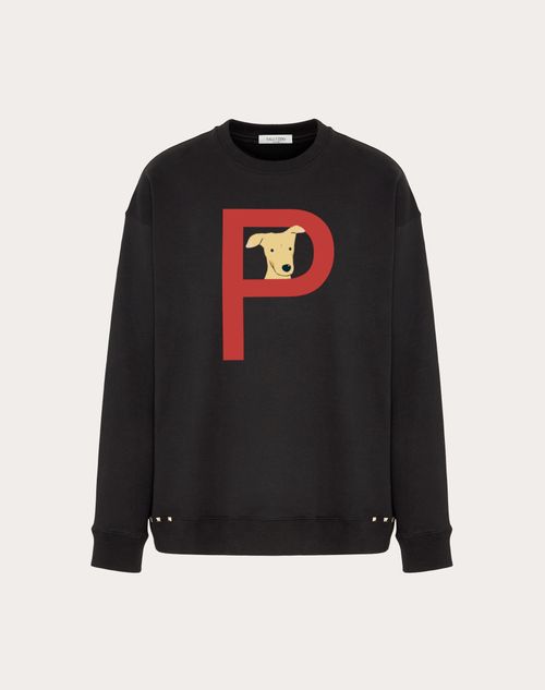 Valentino - Valentino Garavani Rockstud Pet Customisable Unisex Crewneck Sweatshirt - Black/valentino Red - Man - Rockstud Pet - Ready To Wear