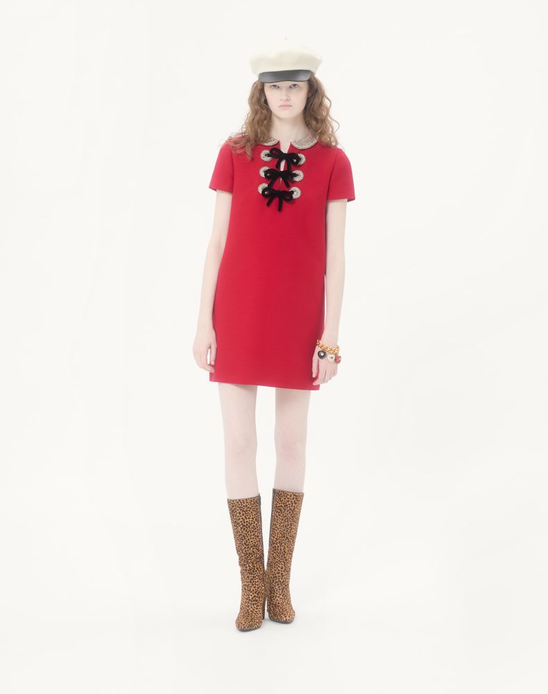 Valentino Embroidered Crepe Couture Short Dress Woman Paris 36