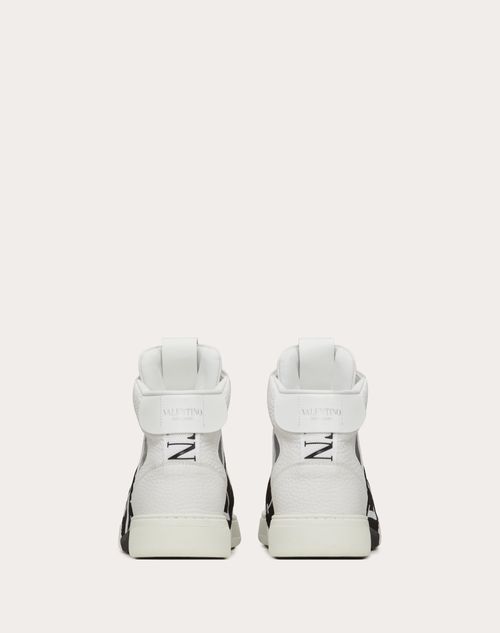 Mid-top Calfskin Vl7n Sneaker With Bands for Man in White/ Black