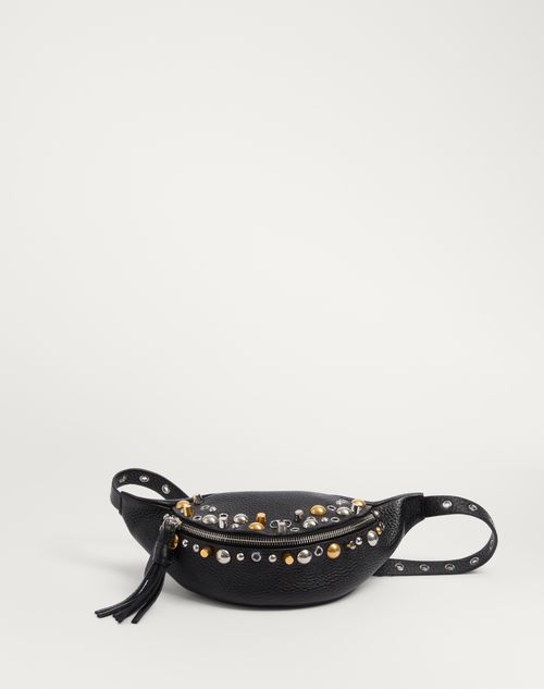 Valentino Garavani - Valentino Garavani Nellcôte Belt Bag In Grainy Calfskin - Black - Woman - Bags