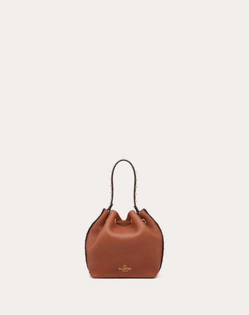 2021 Women Genuine Leather Bag Calfskin Bucket Bag Pure Color