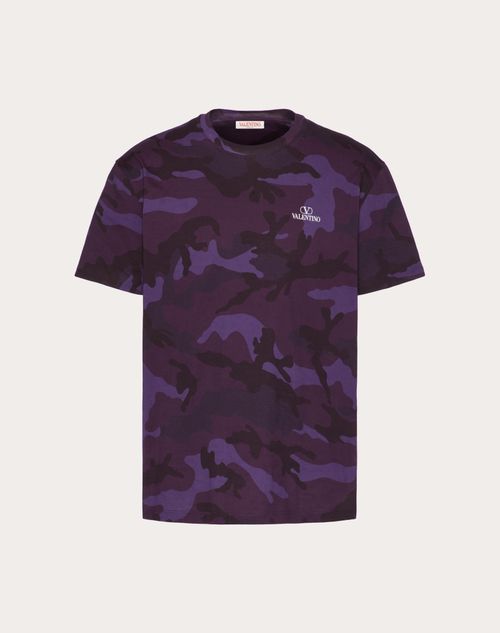 Valentino - Camouflage Print Cotton T-shirt - Purple Camo - Man - Ready To Wear