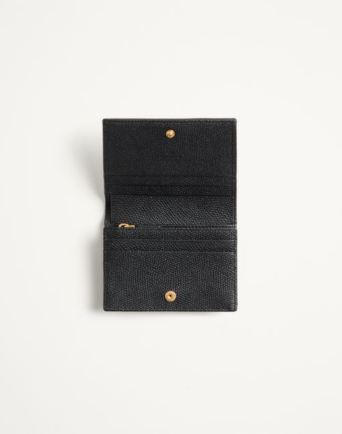 Valentino Garavani - Cherryfic Wallet In Grainy Calfskin - Black - Woman - Wallets And Small Leather Goods