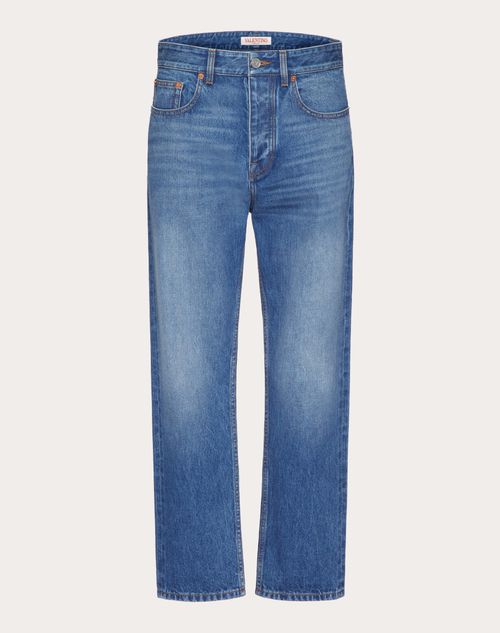 Valentino - Denim Pants With Embossed Vlogo Signature - Denim - Man - Denim