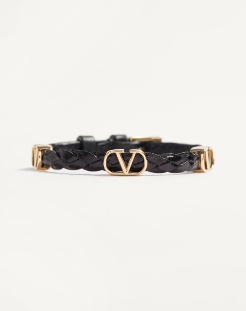 Valentino Garavani - Vlogo Signature Braided Calfskin Bracelet - Black - Woman - Jewelry