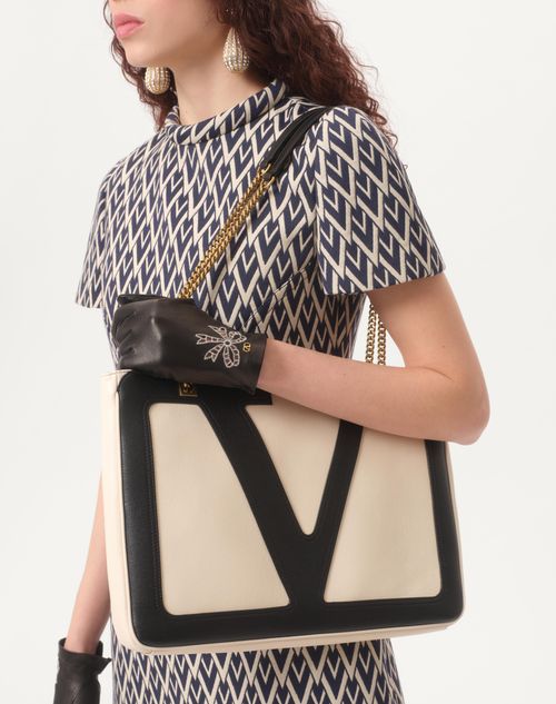 Short Dress In Toute La V Jacquard for Woman in Night/cream Short Dress In Toute La V Jacquard for Woman in Night/cream