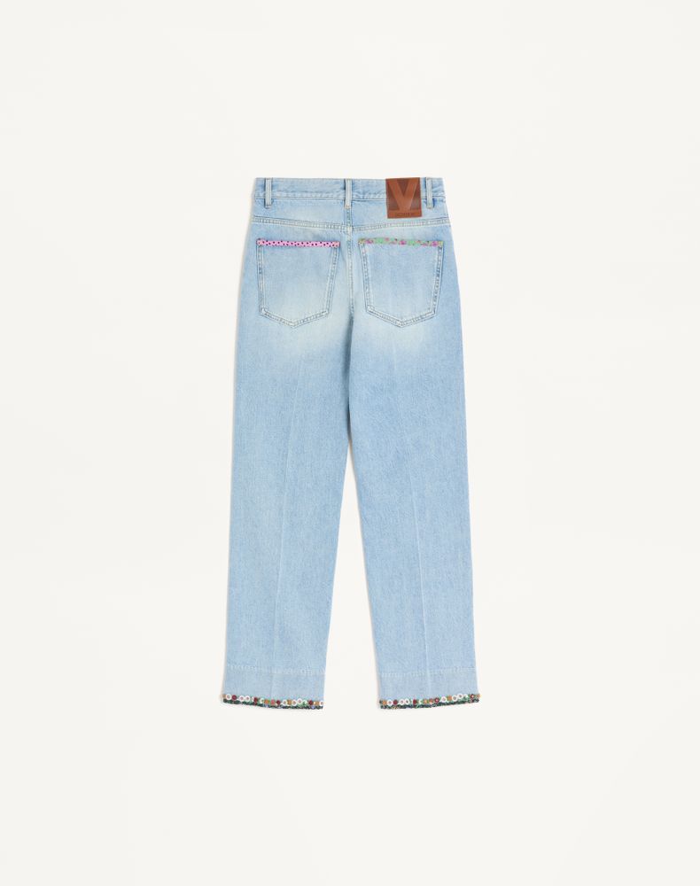 Valentino Embroidered Denim Trousers Woman Denim 28
