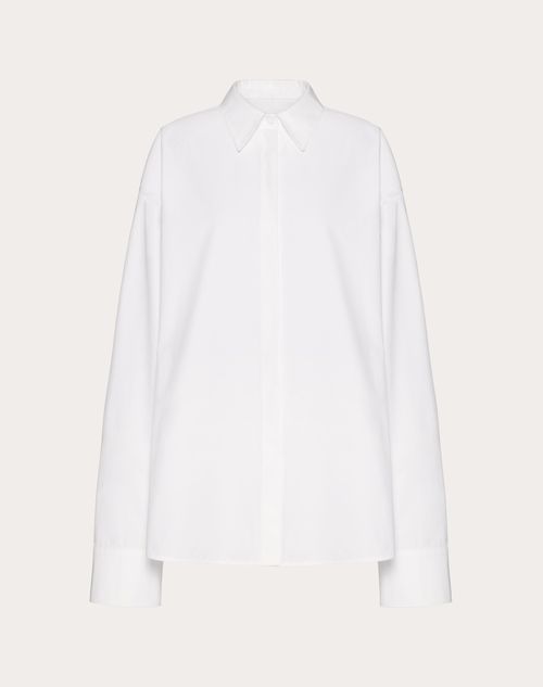 Valentino - Camicia In Compact Popeline - Bianco Ottico - Donna - Camicie E Top