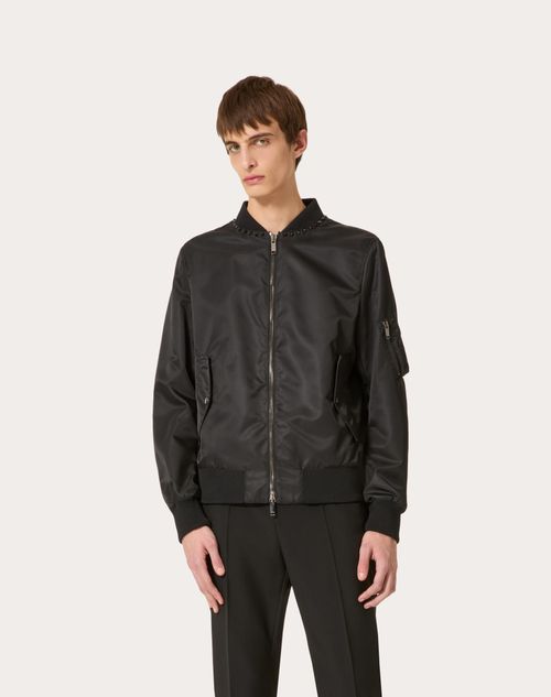 NYLON BOMBER JACKET WITH BLACK UNTITLED STUDS ON THE NECKLINE