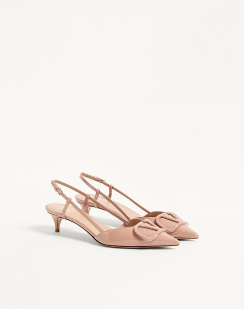 Valentino Garavani - Vlogo Signature Patent Leather Slingback Pump 40mm / 1.6 In. - Rose Cannelle - Woman - Pumps