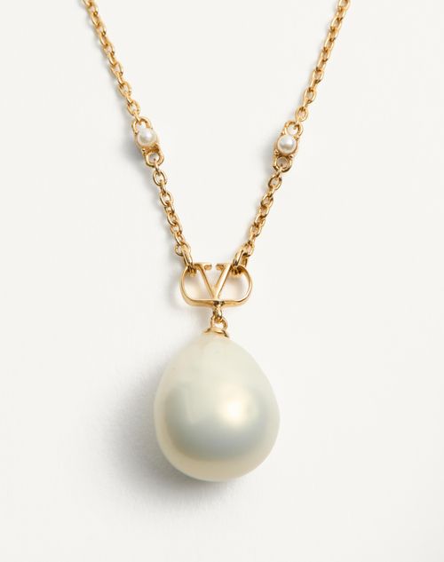 Valentino Garavani - Vlogo Signature Metal Brooch With Swarovski® Crystals And Pearls - Gold/cream/crystal - Woman - Jewellery