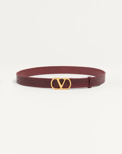Valentino Garavani - Vlogo Signature Calfskin Belt 30 Mm - Dark Aubergine - Man - Belts