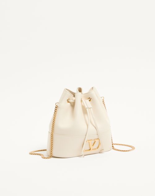 Valentino Garavani - Mini Vlogo Signature Bucket Bag In Nappa Leather - Light Ivory - Woman - Shoulder Bags