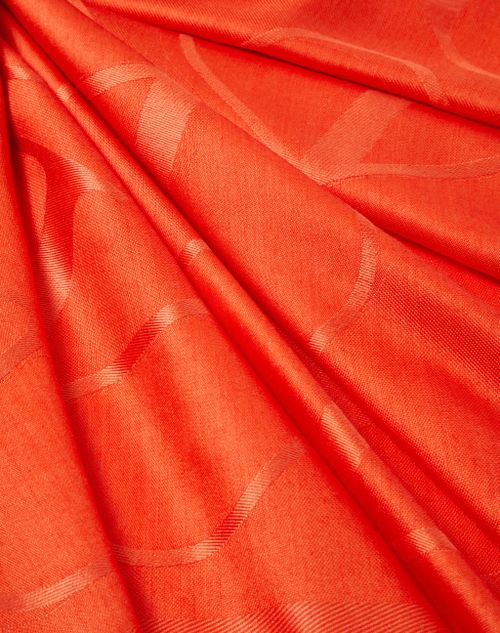 Valentino Garavani - Vlogo Signature Jacquard Shawl In Silk And Wool 140x140 Cm - Orange - Woman - Woman Sale