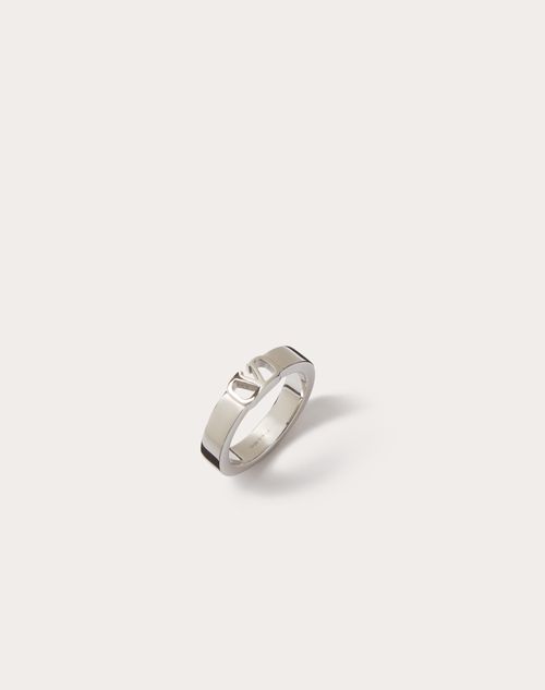 Mini Vlogo Signature Metal Ring for Man in Palladium | Valentino US
