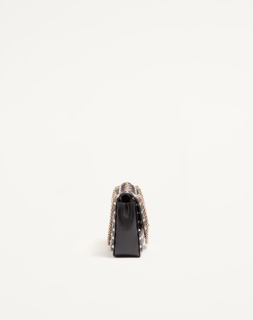 Valentino Garavani - Borsa Media A Spalla Valentino Garavani Rockstud Spike In Nappa Ricamata - Nero/multicolor - Donna - Borse A Spalla