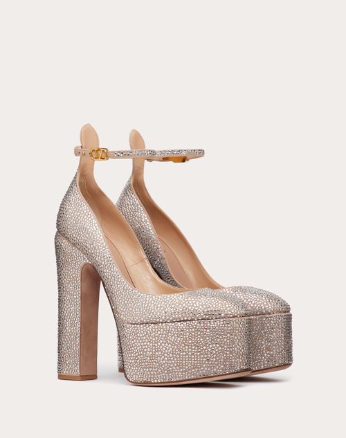 Valentino Garavani - Valentino Garavani Tan-go Pump With Crystals 155mm - Crystal/rose Cannelle - Woman - Woman Shoes Sale