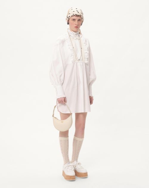 Valentino Garavani - Vlogo Signature Mini Hobo Bag In Grainy Calfskin - Light Ivory - Woman - Shoulder Bags