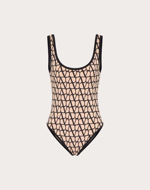 Valentino - Toile Iconographe Lycra One-piece Swimsuit - Nude/black - Woman - Shelve - Pap Toile