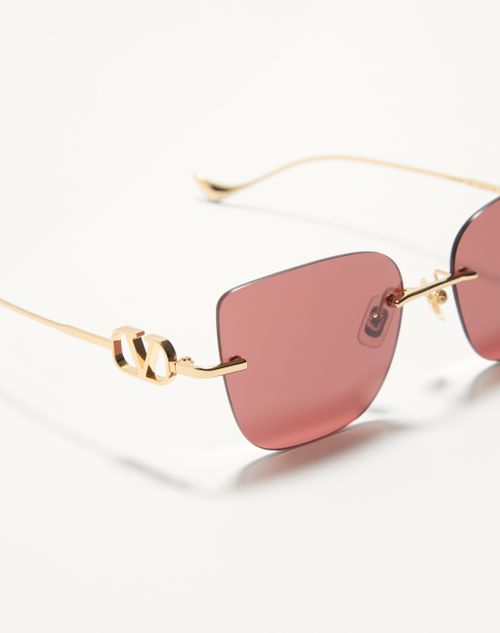 Valentino - Geometric Metal Eyewear - Gold/brown - Woman - Akony Eyewear - Accessories