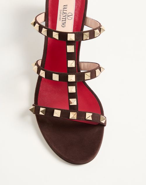 Valentino Garavani - Rockstud Slide Sandal In Suede 60mm - Ebony - Woman - Sandals