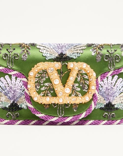 Valentino Garavani - Valentino Garavani Locò Small Embroidered Shoulder Bag With Jewel Logo - Multicolor - Woman - Shoulder Bags