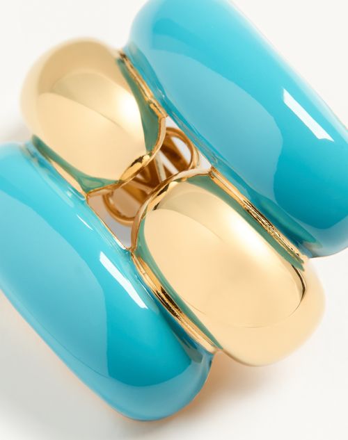 Valentino Garavani - Pas Plus Metal And Enamel Earrings - Turquoise/gold - Woman - Fashion Jewelry
