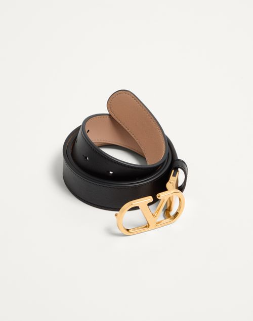 Valentino Garavani - Vlogo Signature Reversible Shiny Calfskin Belt - 30mm / 1.2 In. - Black/pink - Woman - Belts
