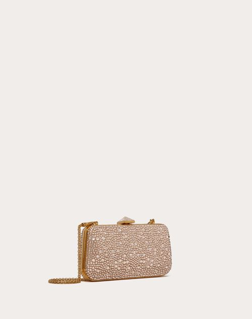 Valentino Garavani - Minaudière Carry Secrets Ornée De Strass - Gold Quartz - Femme - Tenues De Fête