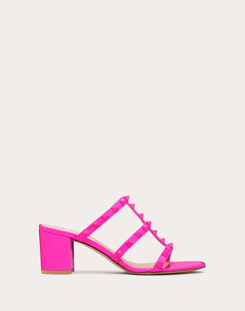 Valentino Garavani - Sandalias De Pala Rockstud De Charol Con Tacón De 60 mm - Pink Pp - Mujer - Rockstud Sandals - Shoes