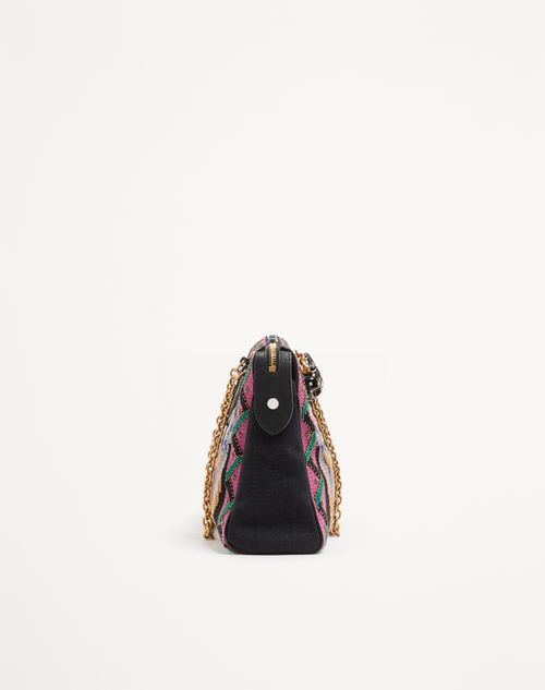 Valentino Garavani - Borsa Media A Spalla Valentino Garavani Panthea Ricamata - Nero/multicolor - Donna - Borse A Spalla