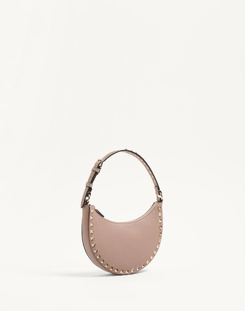 Valentino Garavani - Mini Rockstud Hobo Bag In Grainy Calfskin - Poudre - Woman - Shoulder Bags