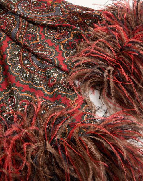 Valentino - Georgette Midi Dress With Voyage Imaginaire Cashmere Print With Feathers - Paris/multicolor - Woman - Woman Ready To Wear Sale