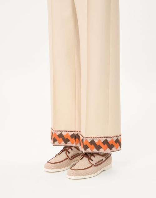 Valentino Garavani - Palm Avenue Canvas And Nappa Boat Shoe - Multicolour/tobacco - Man - Shelf - M Shoes - Palm Avenue
