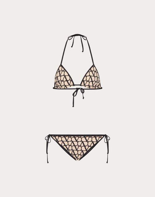 Valentino - Bikini De Lycra Toile Iconographe - Nude/negro - Mujer - All About Logo