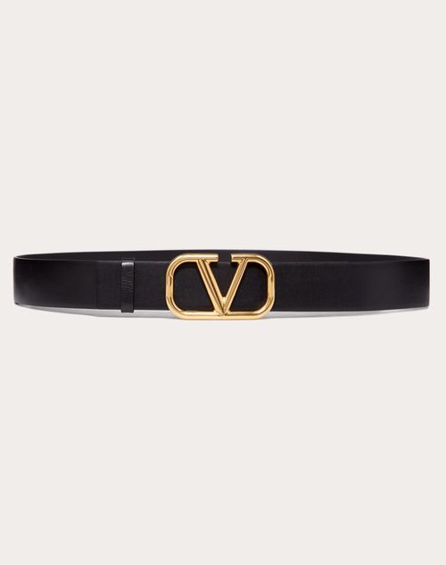 Valentino Garavani - Cinturón Vlogo Signature De Piel De Becerro De 40 Mm De Ancho - Negro - Hombre - Belts - M Accessories