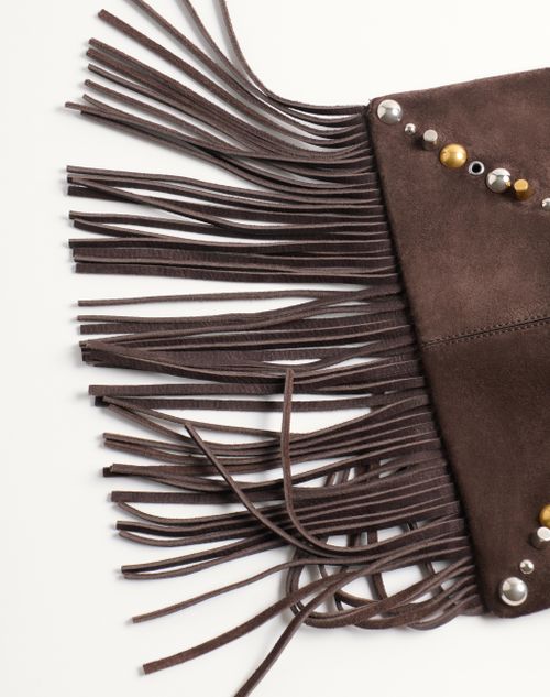Valentino Garavani Nellcôte Suede Shoulder Bag With Fringes Valentino Garavani Nellcôte Suede Shoulder Bag With Fringes