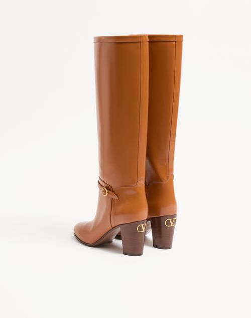 Valentino Garavani - Pattie Calfskin Boot 75mm - Roasted Pecan - Woman - Boots